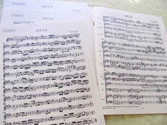 SALE! BACH ARIA for voice and piano trio – 2 violins, cello, & continuo parts.