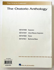 Oratoriao Anthology Vocal Library Baritone or Bass Voice Music Book Large Format