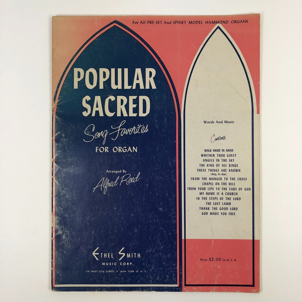 Popular Sacred Song Favorites Organ Vintage Sheet Music Alfred Reed Ethel Smith