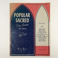 Popular Sacred Song Favorites Organ Vintage Sheet Music Alfred Reed Ethel Smith