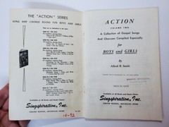 Vintage 1947 ACTION Volume 2 Gospel Song Book For Boys & Girls Alfred B. Smith