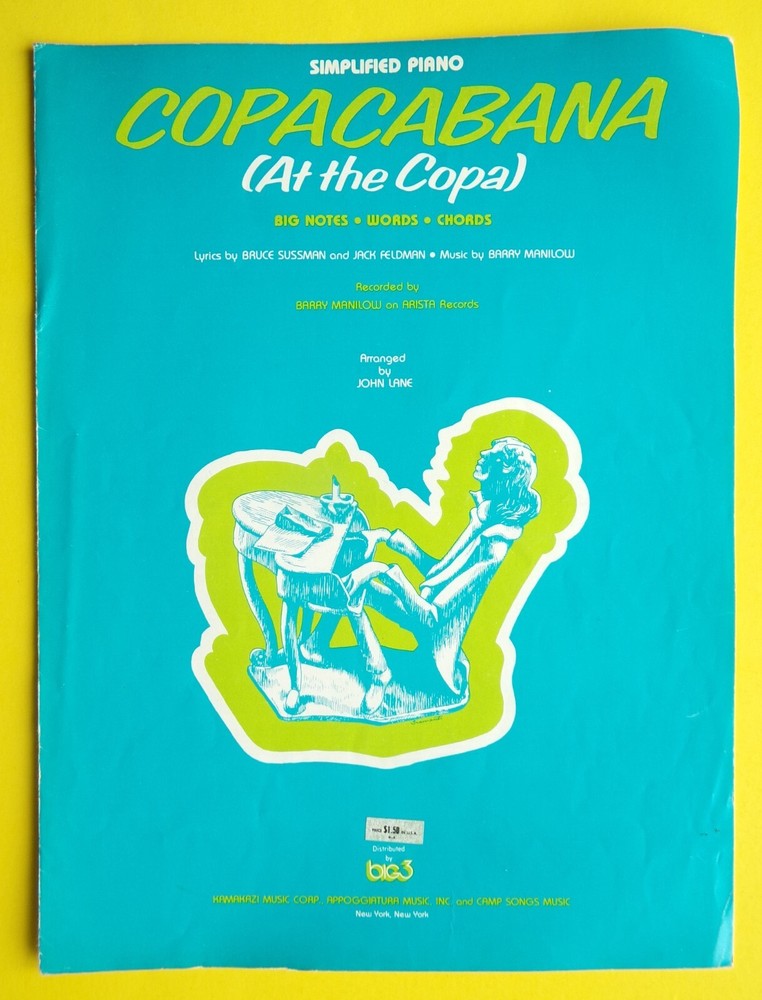 Copacabana At The Copa Sheet Music Barry Manilow &rsquo;78 Simplified Piano USA SELLER