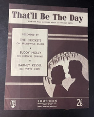 SUPER RARE COVER CRISP Sheet Music Buddy Holly –That’ll Be The Day—3844