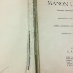 G Puccini Manon Lescaut Ricordi Printed in Italy Song Book 1893 Antique