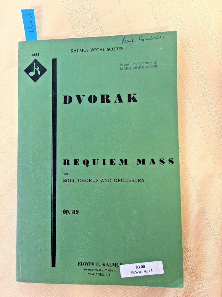 Dvořák Requiem Mass Op. 89 Kalmus Vocal Score