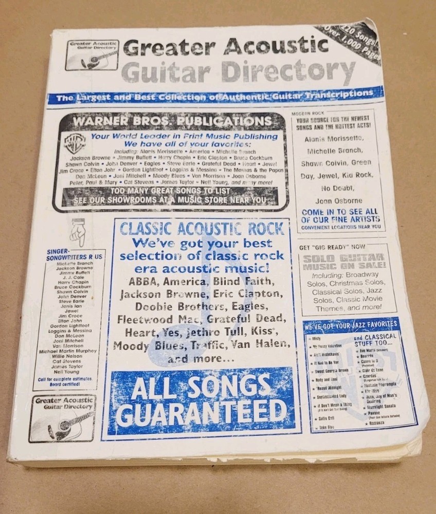 Greater Acoustic Guitar Directory Largest Collection of Guitar Sheet Music Book