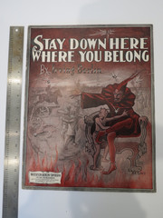 1914 Political WWI Irving Berlin sheet Music Devil Stay Down here where belong
