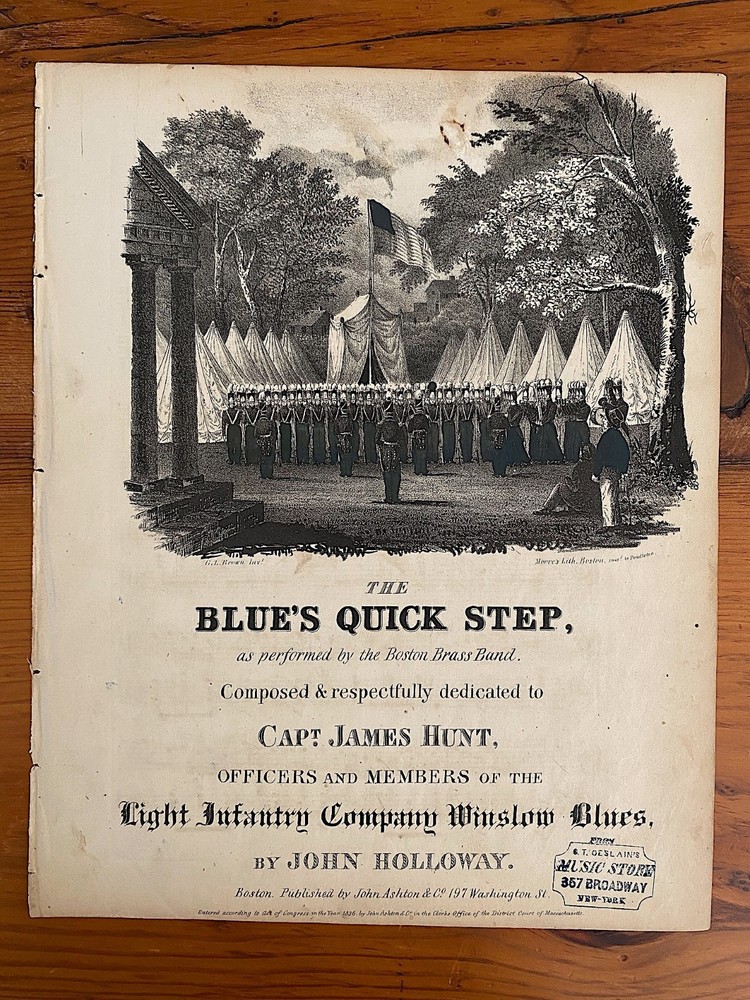 Blue&rsquo;s Quick Step Captain James Hunt & Boston Militia 1836 Sheet Music