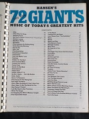 Hansen&rsquo;s 72 Giants Music of Todays Greatest Hits for Piano, Vocal, Organ, Guitar