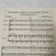 Christopher Robin is Saying His Prayers Arranged for Three Female Voices 1924