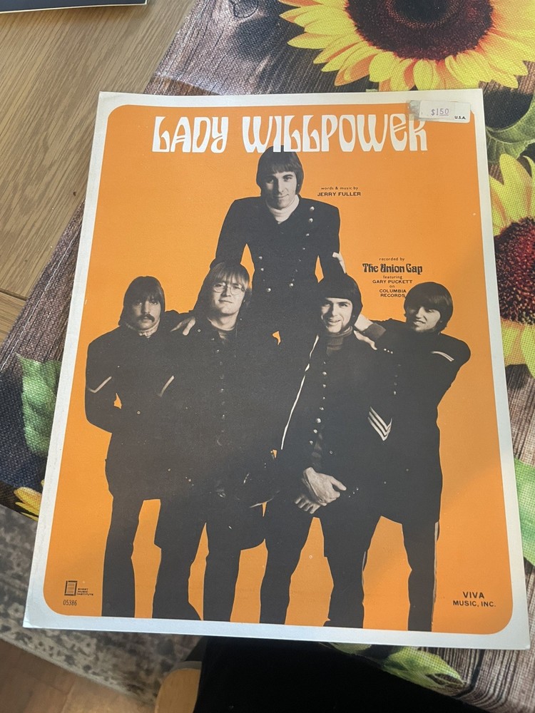 Vintage Sheet Music Gary Puckett & The Union Gap Lady Willpower 1968 Nice Color