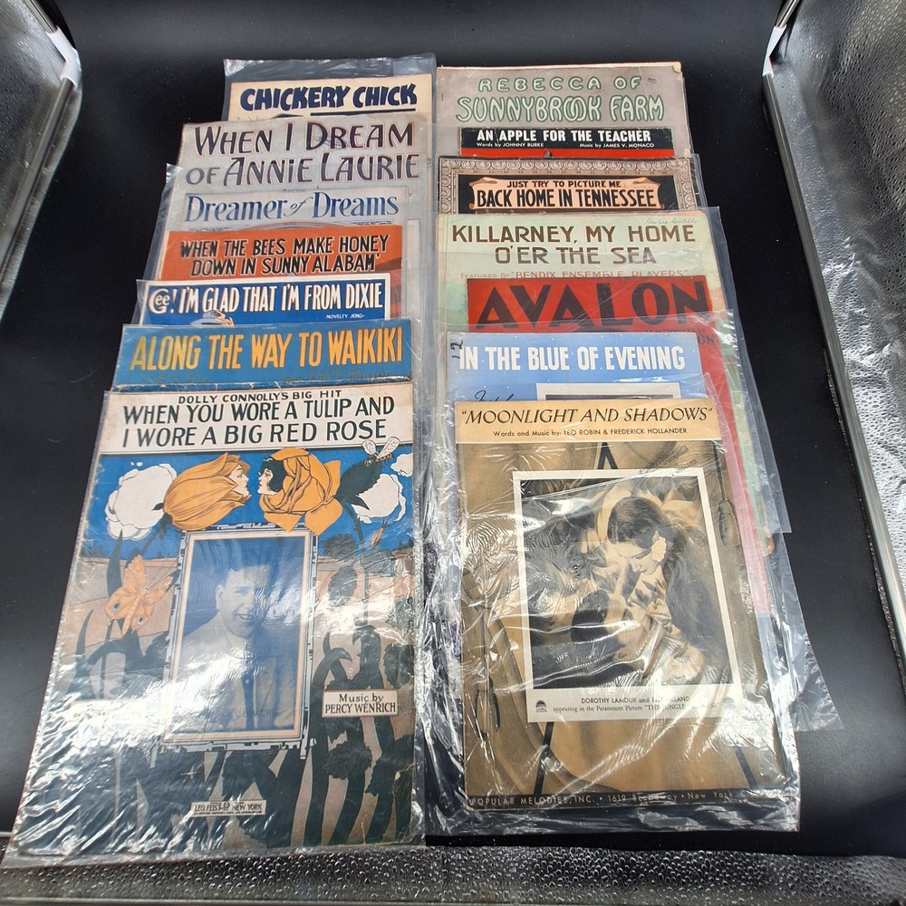 Lot of 14 Vintage 1910s-1940s Popular Sheet Music Piano Vocal Songs Tin Pan