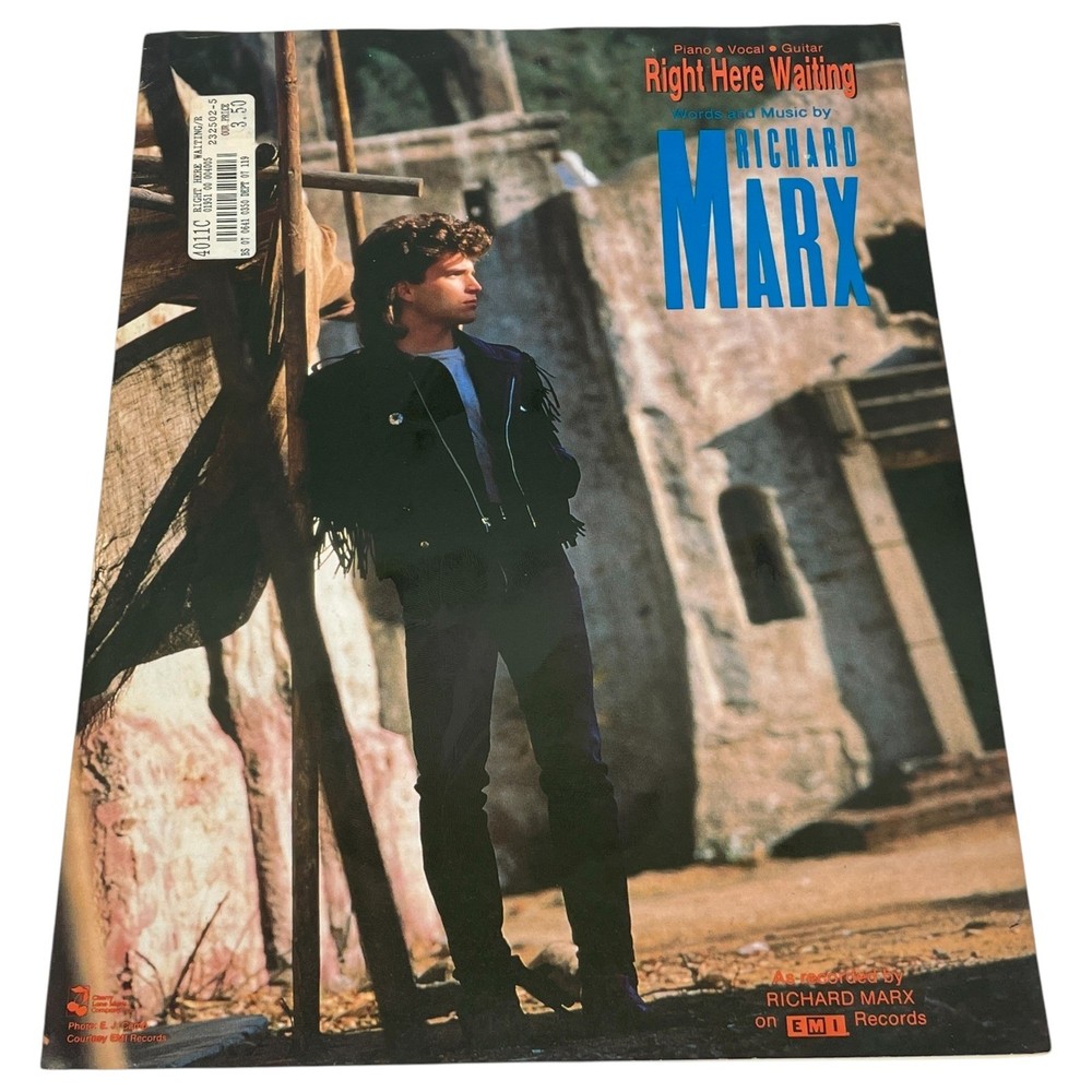 Richard Marx Right Here Waiting Sheet Music Piano Vocal Guitar 1989 Cherry Lane
