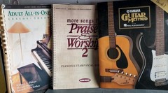 Alfred Adult Piano Level 3 + Yamaha Guitar Method + Praise Worship Book Lot