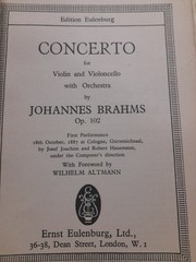 BRAHMS/ CONCERTO FOR VIOLIN AND CELLO A MINOR/ STUDY SCORE/ EULENBERG