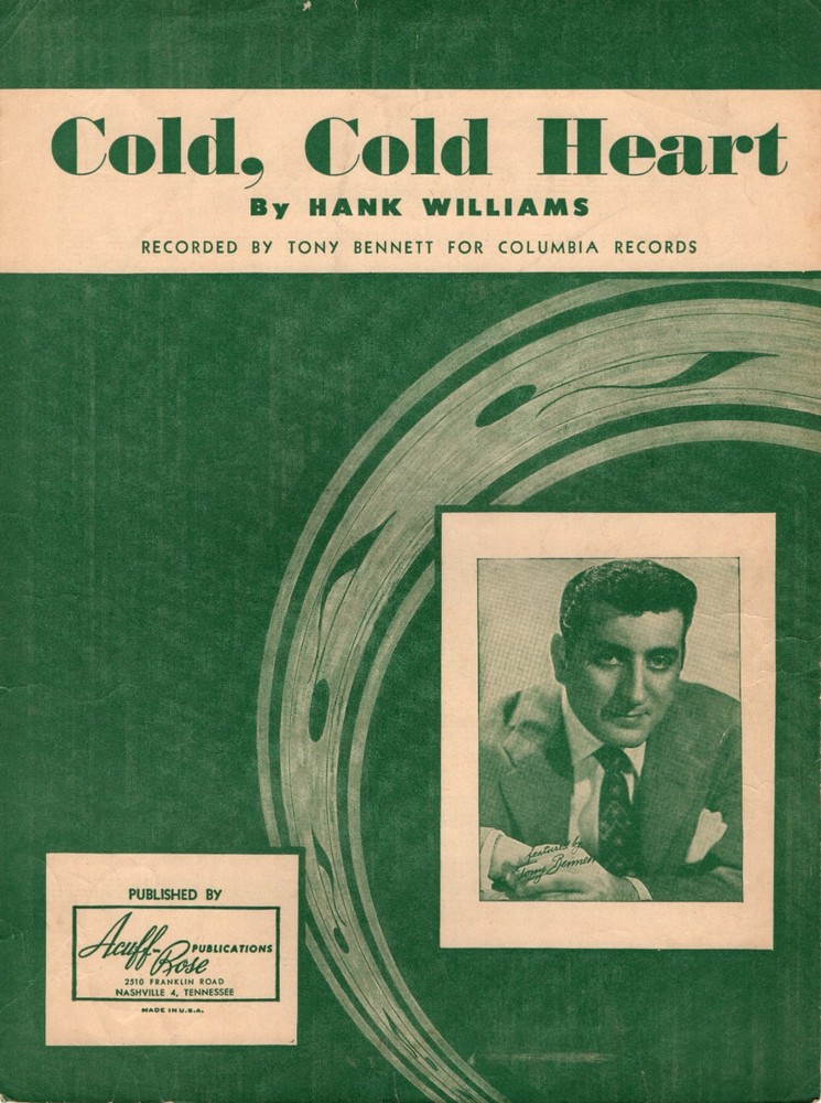 COLD, COLD HEART Piano Sheet Music, Lyrics Guitar Chords 1951