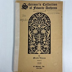 Schirmer&rsquo;s Collection of Favorite Anthems V1 Vintage Choral Music Book Religious