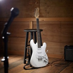 Ashthorpe 39-Inch Electric Guitar (White-White), Full-Size Guitar Kit with Pa…