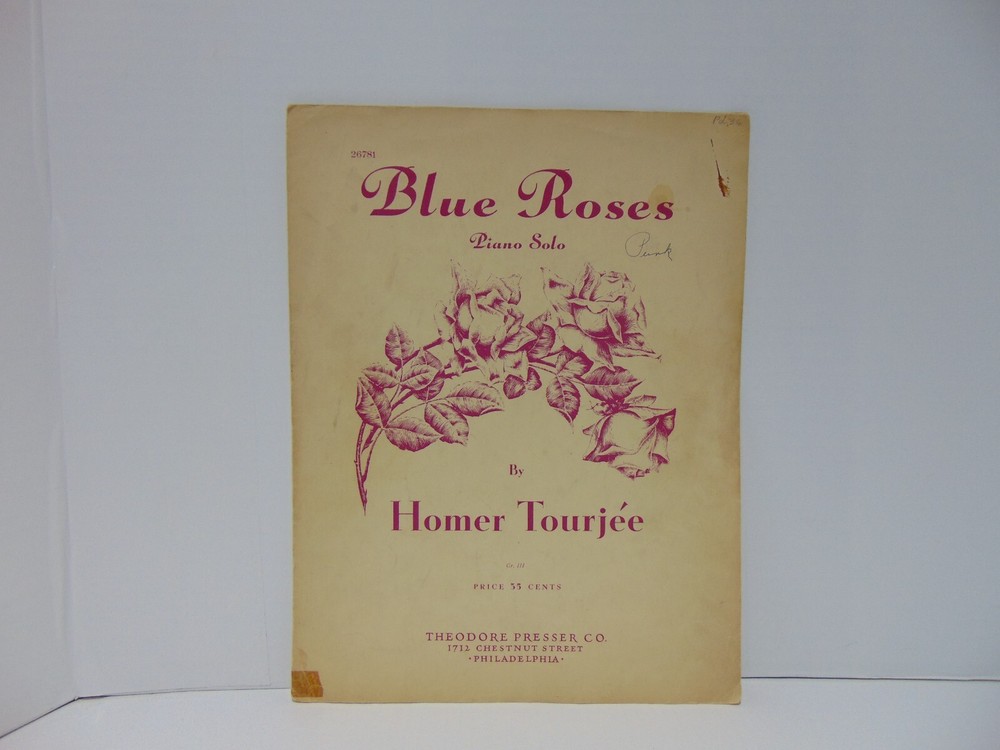 Blue Roses Piano Solo by Homer Tourjee 1939 Sheet Music Theodore Presser Co