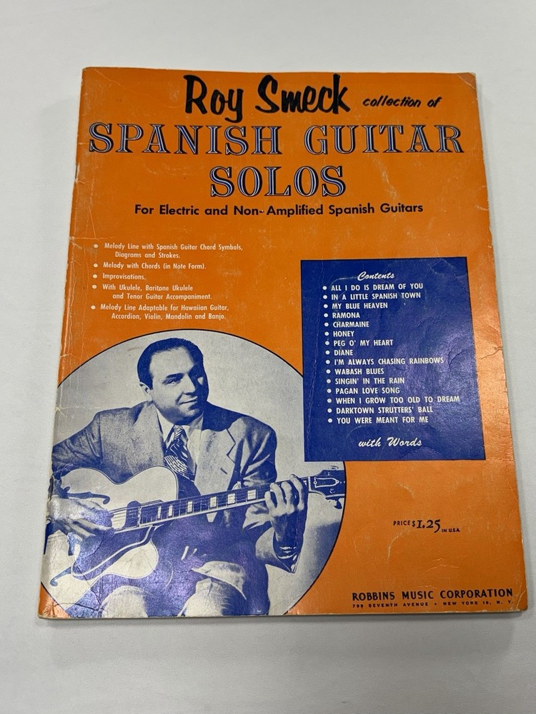 Vintage Roy Smeck Spanish Guitar Solos Sheet Music Book 1954 Robbins Music