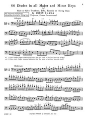 66 etudes in all major and minor keys for trombone, tuba, bassoon, string bass..
