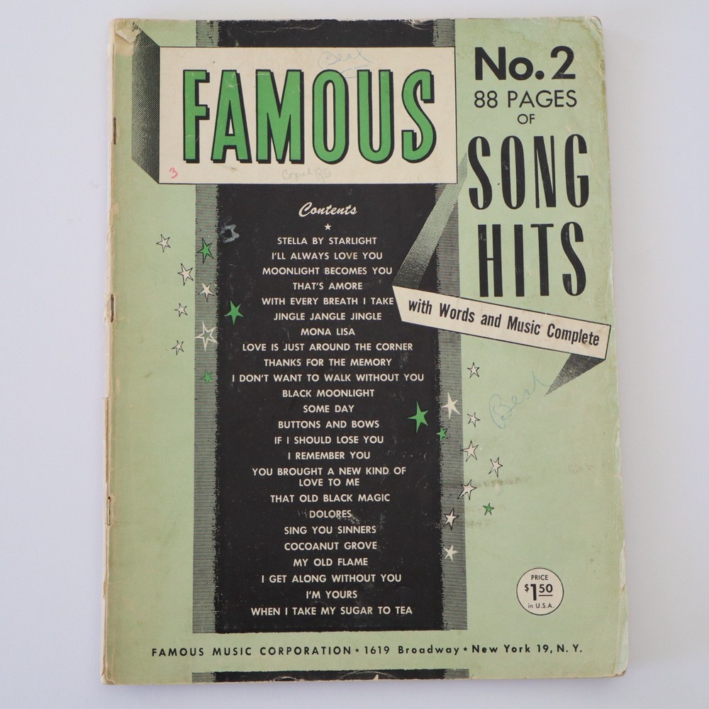 Famous 88 Pages of Song Hits No. 2 – Piano/Guitar Vocal Songbook