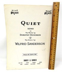 Quiet Song Sheet Music 1926 in Db Eb Sanderson Dickerson Poem US Seller