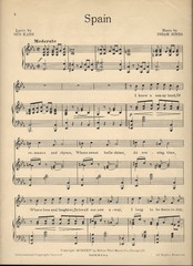 Spain 1924 Piano Vocals Sheet Music Vintage Graphic