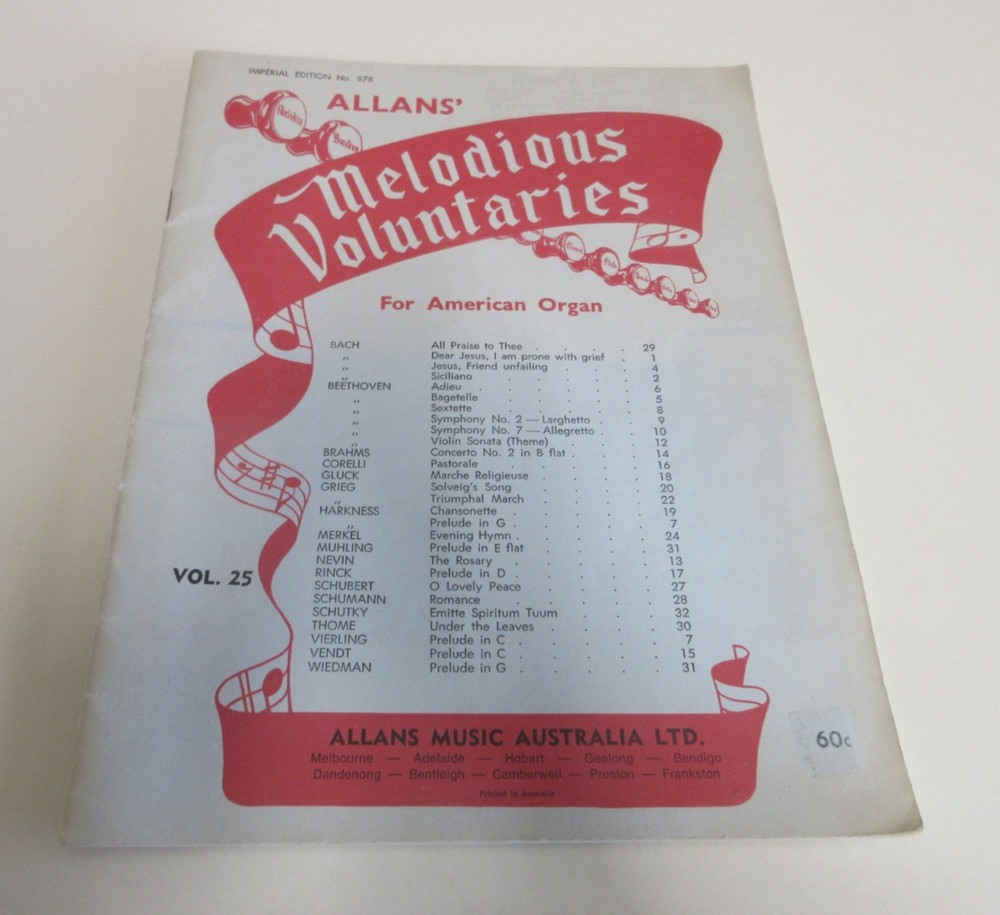 Melodious Voluntaries for American Organ – Vol. 25 – Sheet Music Book – 32 Pages