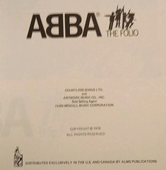 1978 Songbook: ABBA « The Folio », Sheet Music Piano Vocal Guitar Song Book, EX
