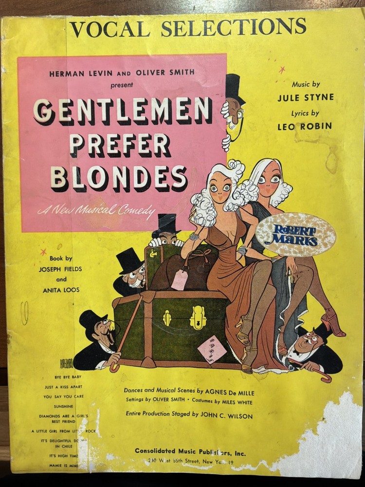 Gentlemen Prefer Blondes 1949 Original Broadway Vocal Selections Jule Styne