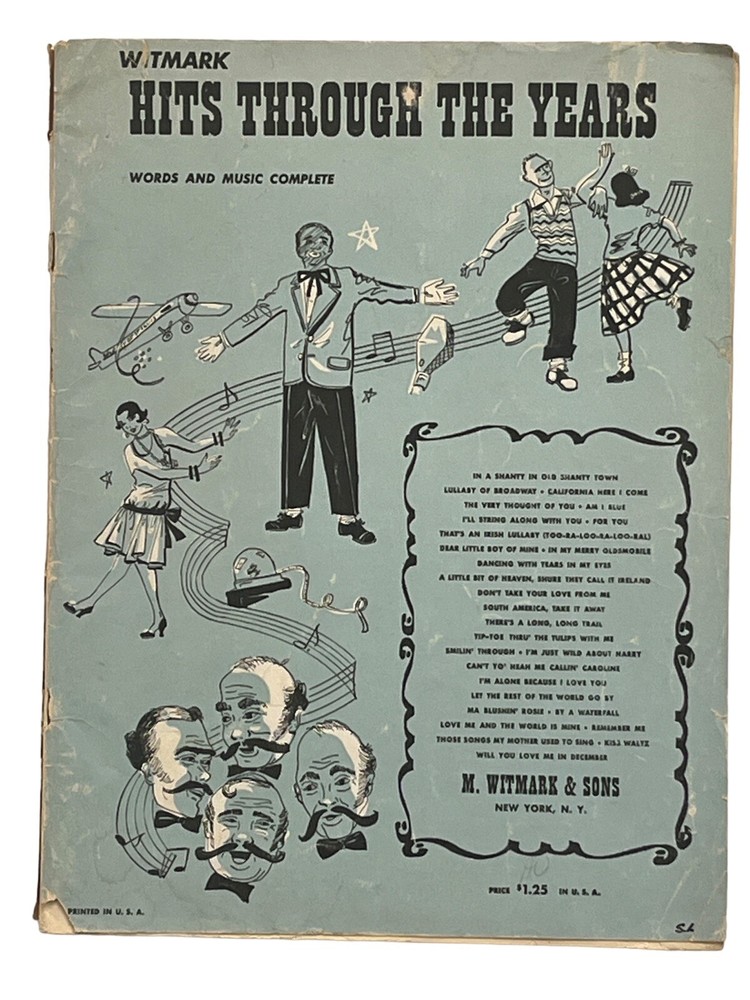 1951 Sheet Music Book HITS THROUGH THE YEARS Words & Music Complete Witmark