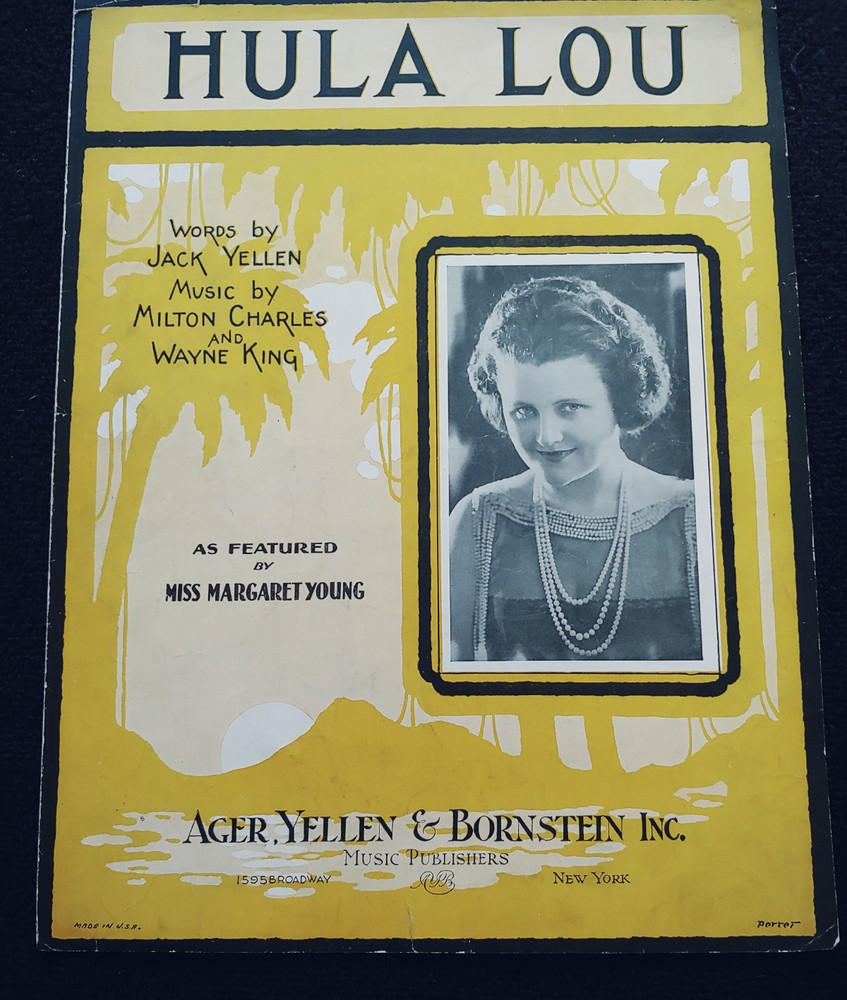 Vintage Sheet Music : « Hula Lou » – Margaret Young – Piano & Voice – 1924