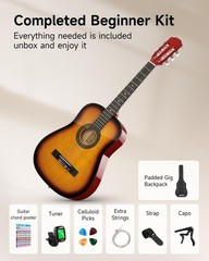 Moukey 38&Prime; Acoustic Guitar for Beginners Kids Youth Adult Dreadnought Guitarr…