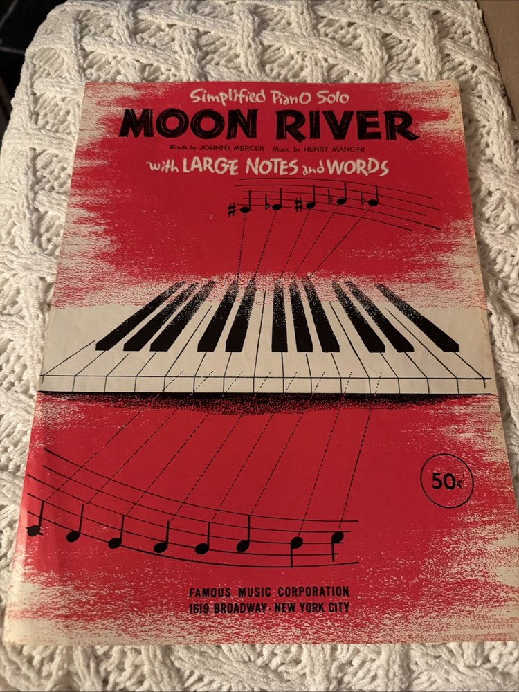 Vintage 1963 Sheet Music Moon River Simplified Piano Solo Henry Mancini