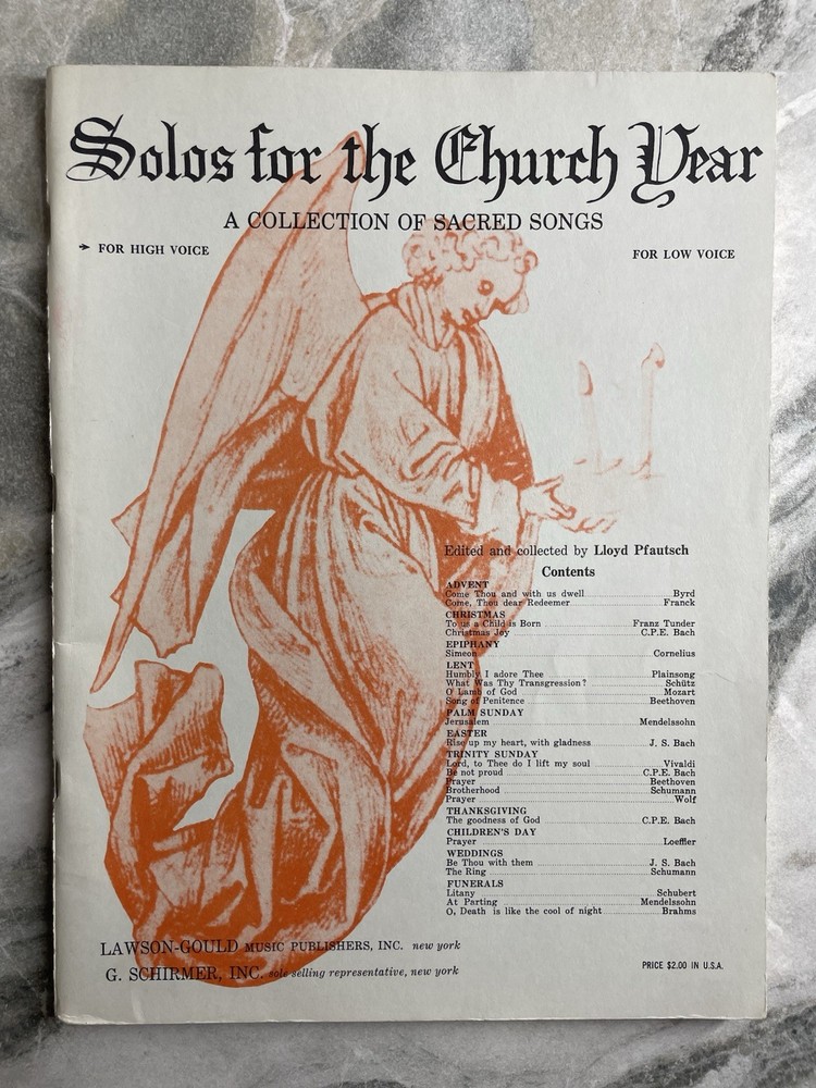 Solos for the Church Year Collection of Sacred Songs for Low Voice VTG Sheet
