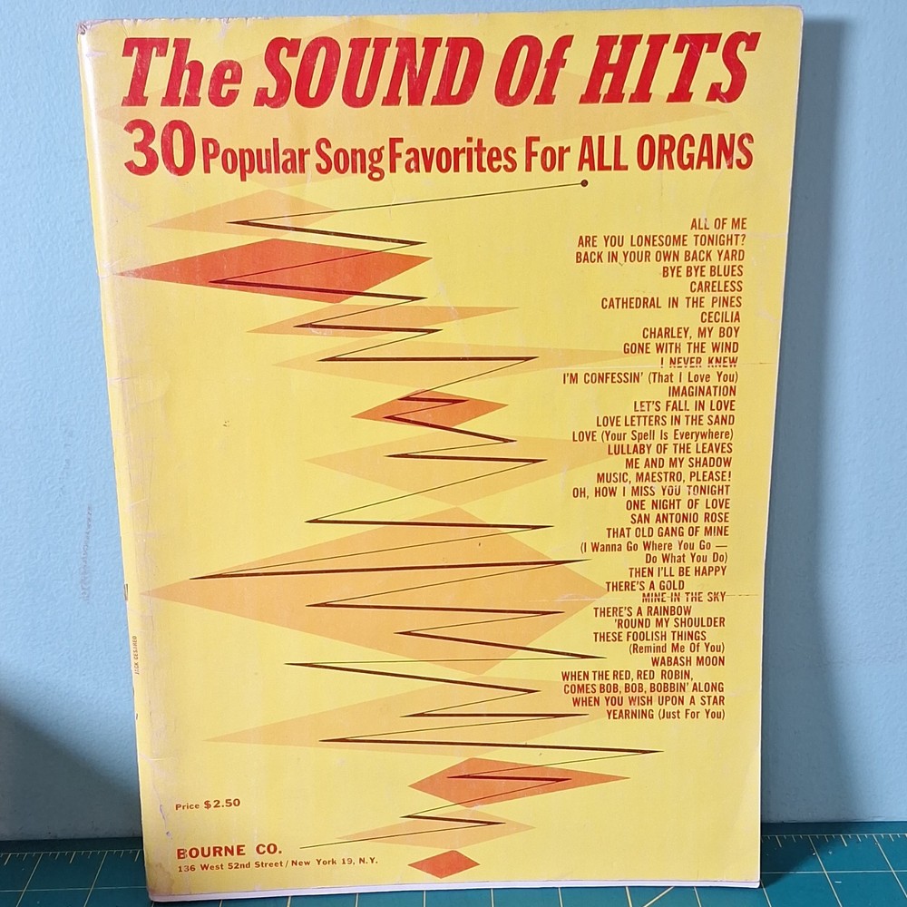 Bourne Co. Organ Sheet Music Song Book Pop 30 Popular Song Favorites