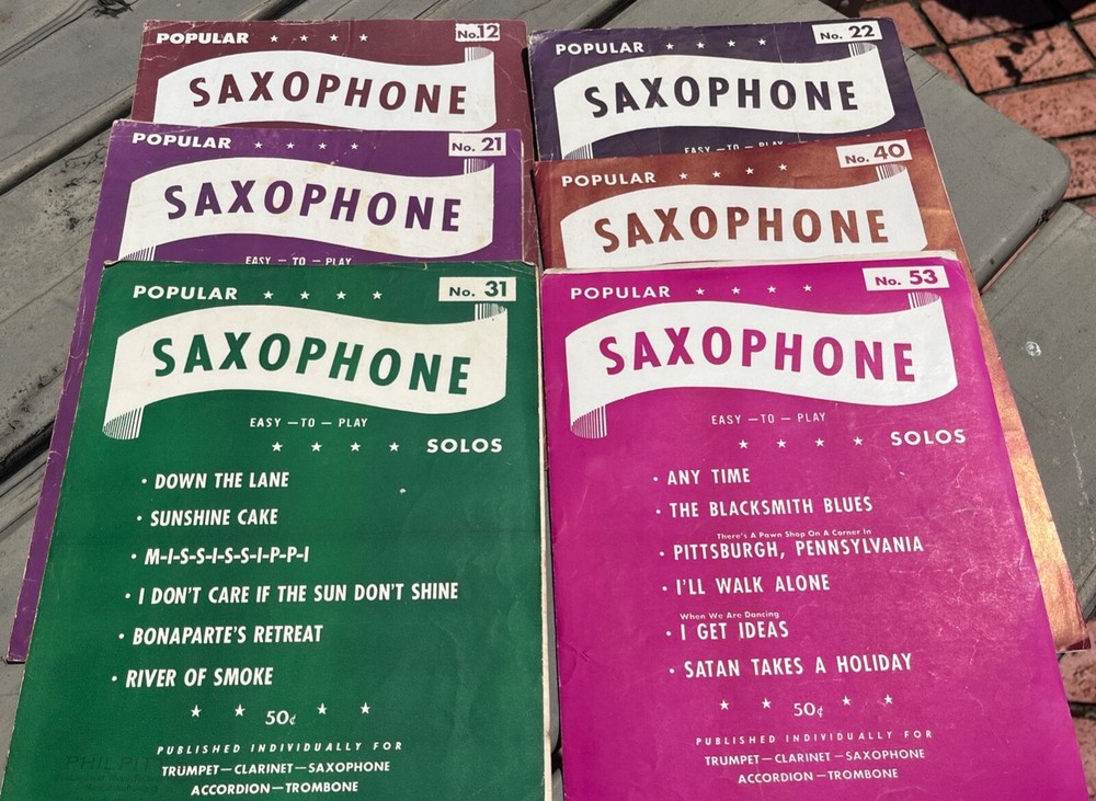 VTG c. 1940s-50s Chas H. Hansen Popular Saxophone Solos Music Books/Sheet Music