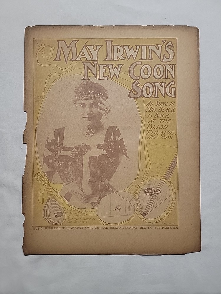 MAY IRWIN&rsquo;S NEW COON SONG 1904 « The Spanish » Mrs. Black is Back Sheet Music