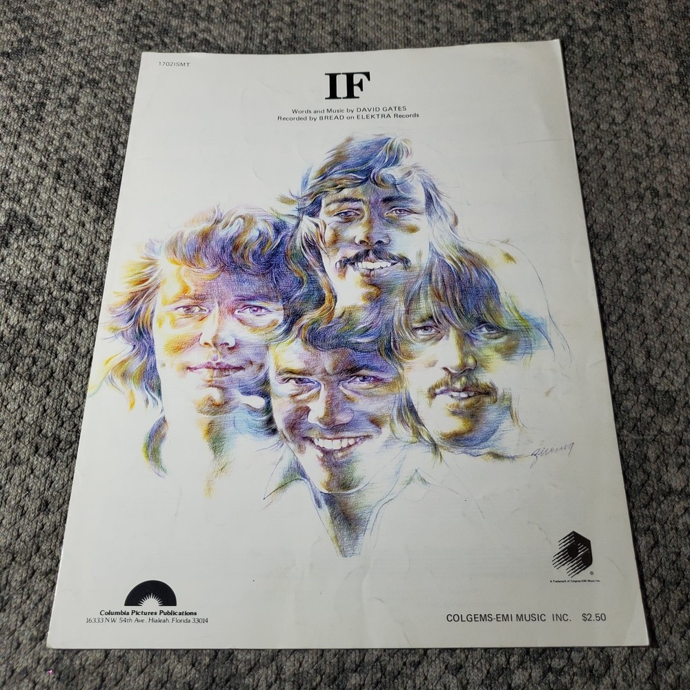 IF Sheet Music by Bread David Gates P/V/G 1971 Colgems-EMI 1702IBMT