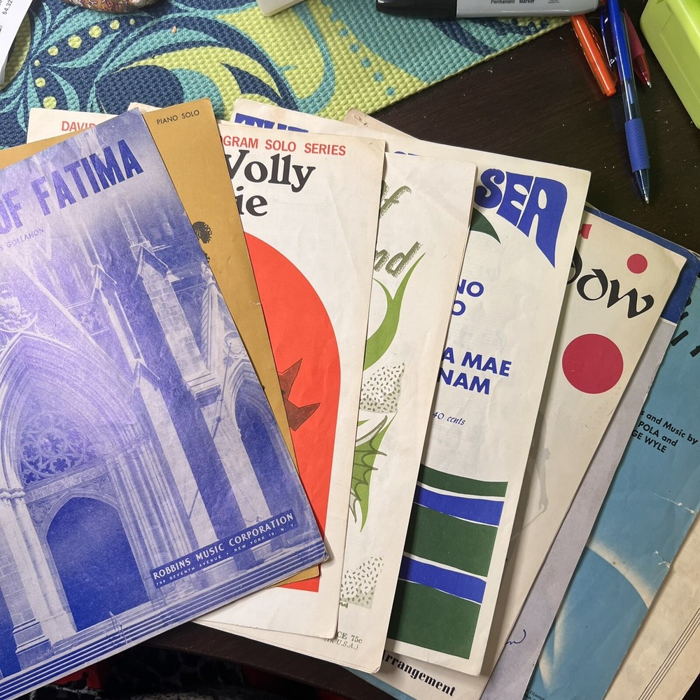 Lot of 9 Vintage Piano Sheet Music from 1950&rsquo;s & 1960&rsquo;s Variety Of Conditions