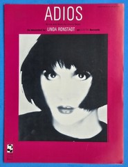 Linda Ronstadt Adios Sheet Music Piano Vocal Guitar Cherry Lane 1981 USA SELLER