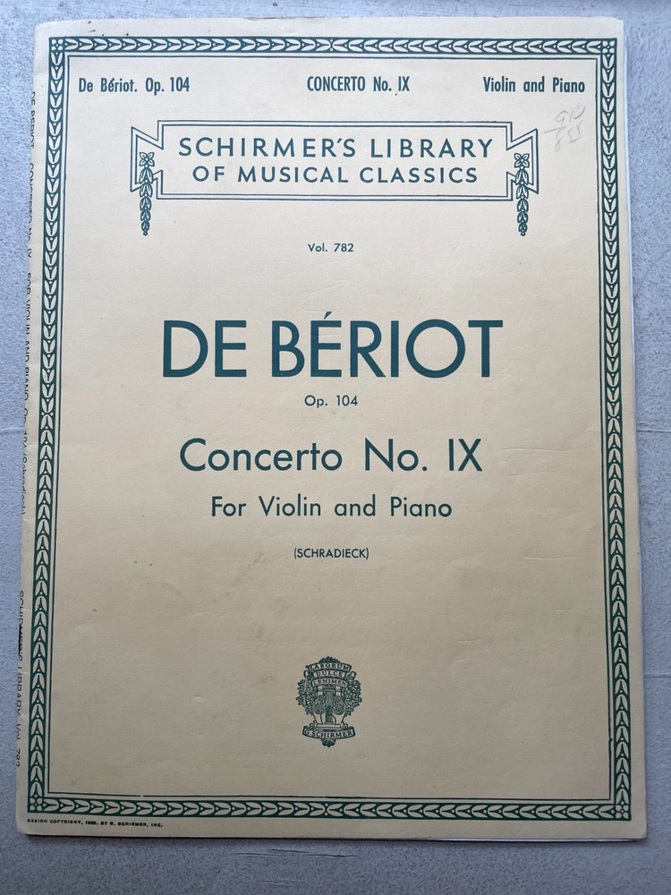 Charles De Beriot Op. 104 Concerto No. IX for Violin and Piano