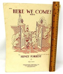 Here We Come March Sheet Music 1936 Piano Words Beginner Forrest US Seller