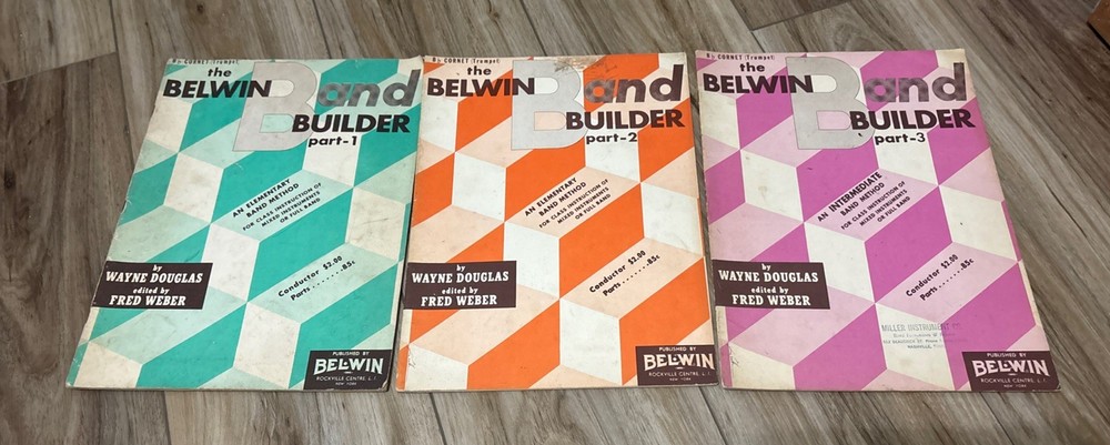 VTG Clarinet Music Books Lot of 3 Belwin Band Builder B Flat Cornet Part 1 2 3
