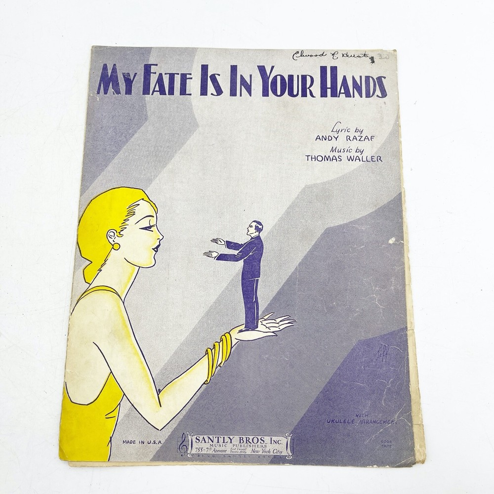 Vintage 1929 Sheet Music « My Fate is in Your Hands » Razaf Waller-Gatsby Graphics