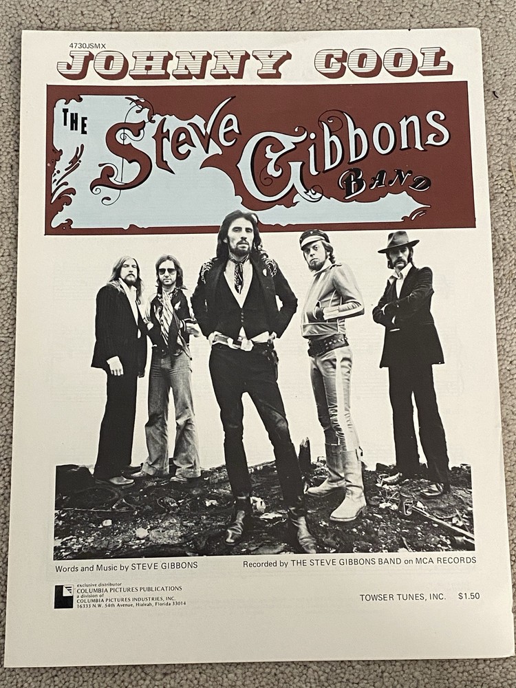 1976 JOHNNY COOL Sheet Music STEVE GIBBONS BAND by Steve Gibbons