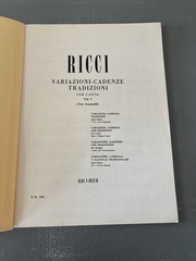 Luigi Ricci Variazioni Cadenze Tradizioni Per Canto Vol 1 Female Voices