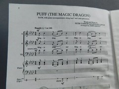 Puff (the Magic Dragon) 1994 sheet music- SATB Vocal & Piano, String Bass, Percu