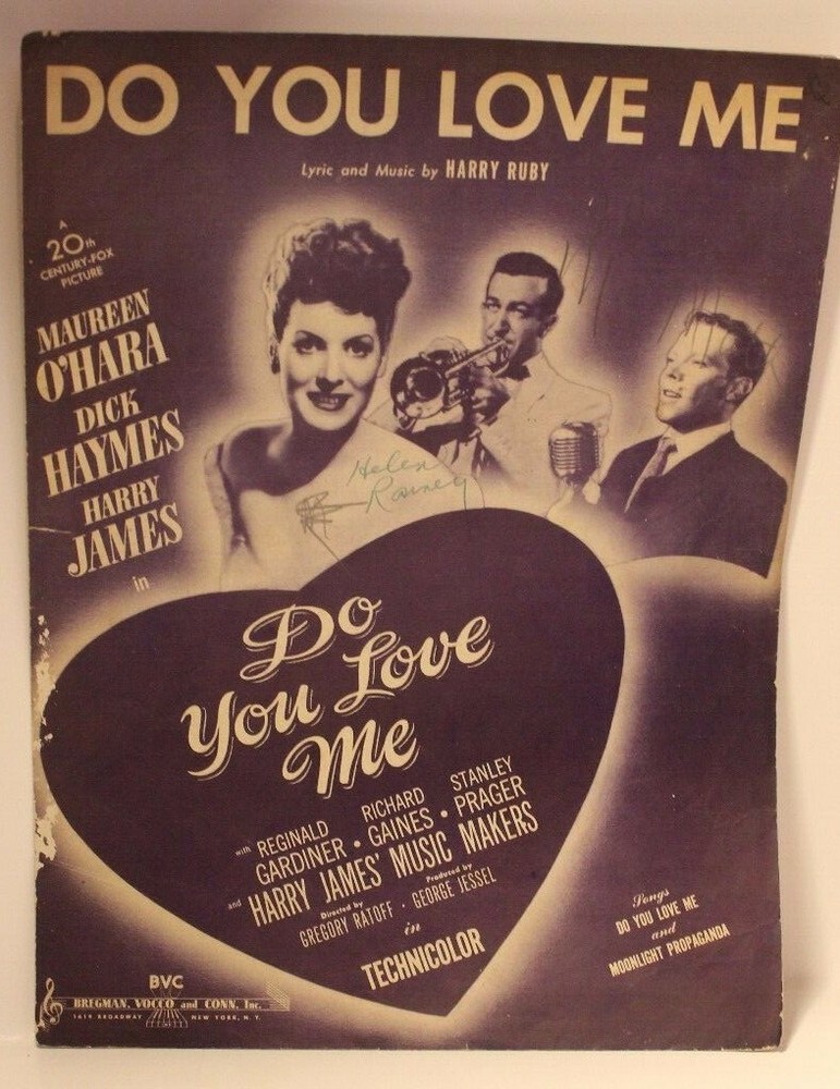 Do You Love Me Sheet Music Maureen Ohara Harry Ruby Dick Haymes Harry James 1946